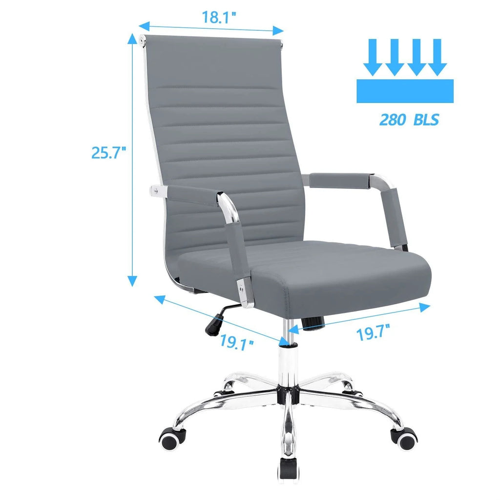 Ergonomic Ribbed Office Chair, Modern Computer Desk Chair with Comfortable Upholstered Seat for Home and Office