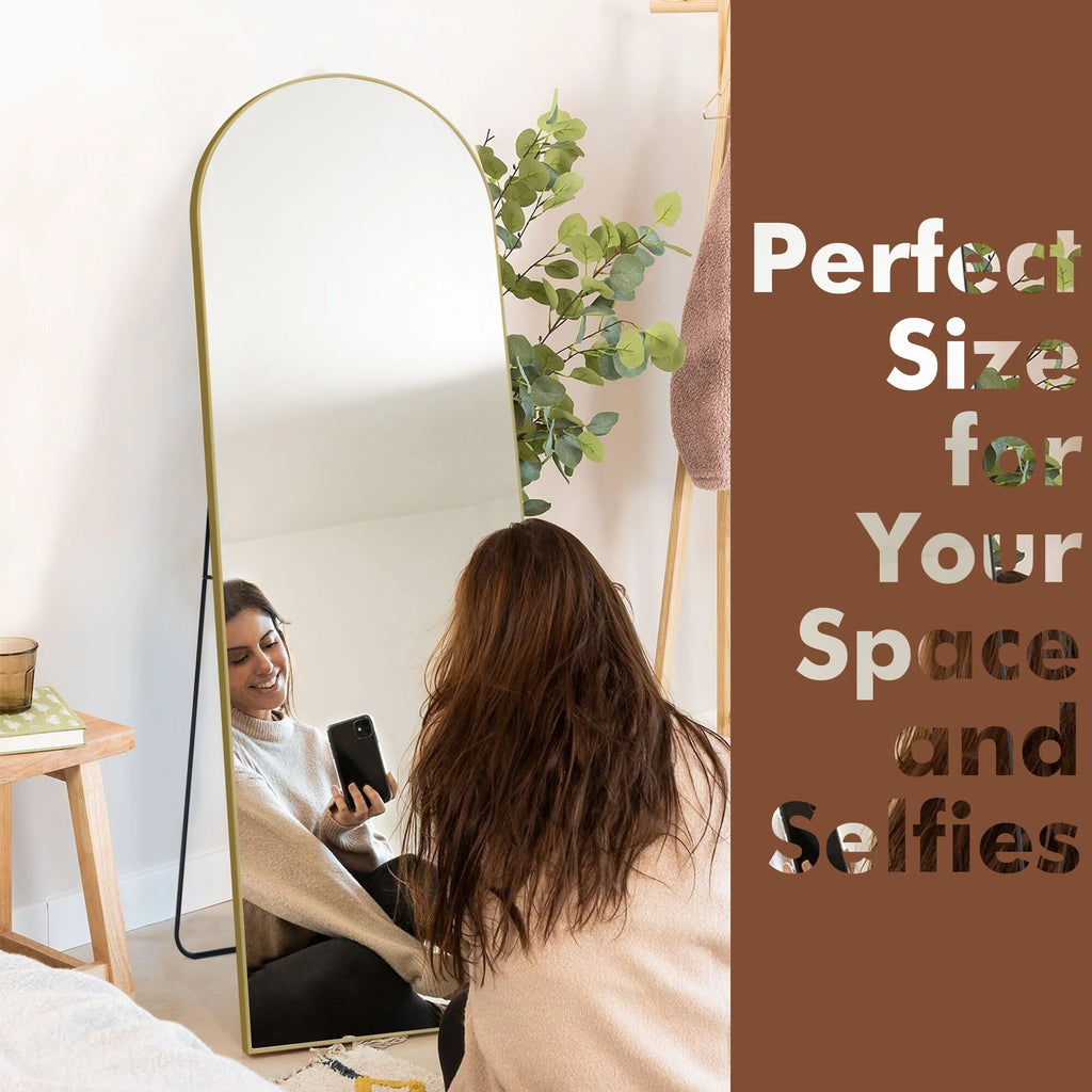 64x21 Full Length Floor Mirror, Large Full Body Aluminum Alloy Frame Standing Mirror with Stand and Wall Mount Option