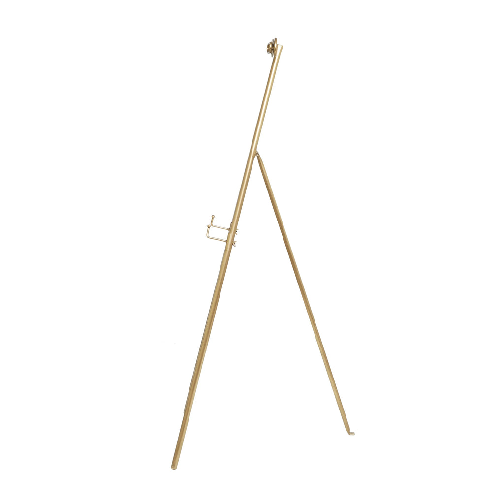 Tall Adjustable 3-Tier Metal Display Stand, Gold Floor Easel with Bow Top