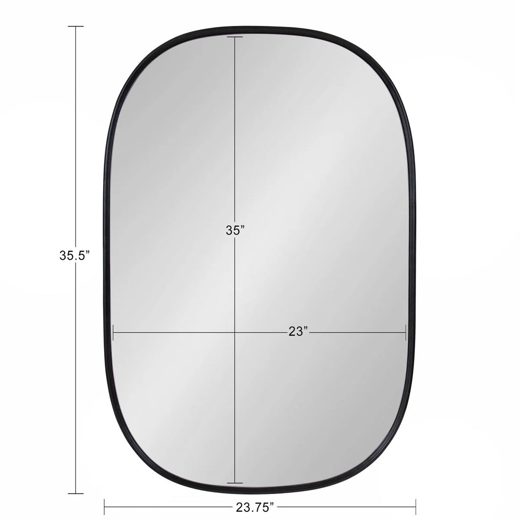 Modern Capsule Framed Wall Mirror, Decorative Oval Accent Mirror for Living Room, Bedroom and Entryway