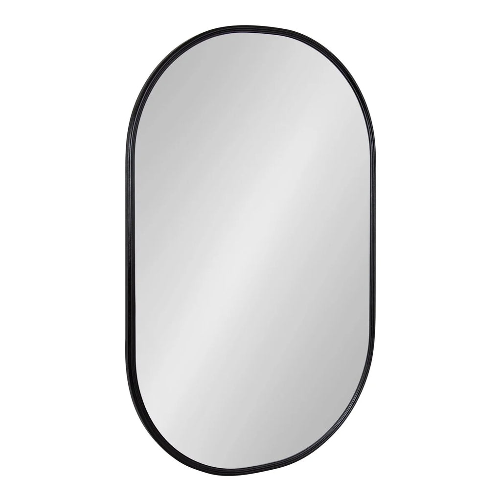 Modern Capsule Framed Wall Mirror, Decorative Oval Accent Mirror for Living Room, Bedroom and Entryway