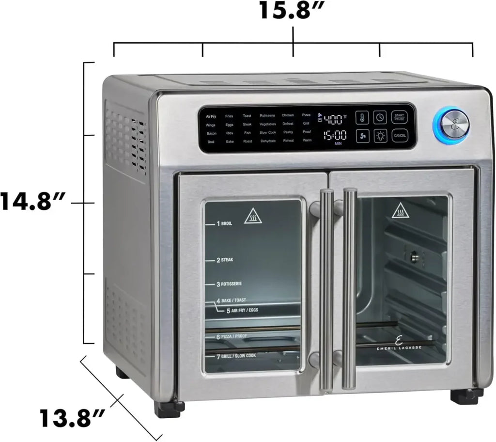 26-Qt. Extra-Large Air Fryer Convection Toaster Oven with French Doors, Stainless Steel