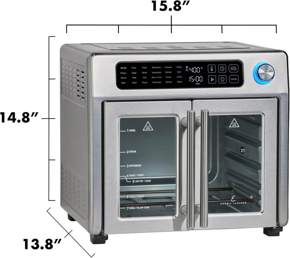 26-Qt. Extra-Large Air Fryer Convection Toaster Oven with French Doors, Stainless Steel