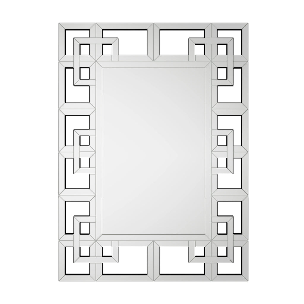 Large Silver Geometric Wall Mirror, Modern Decorative Accent Mirror for Living Room, Bedroom and Entryway