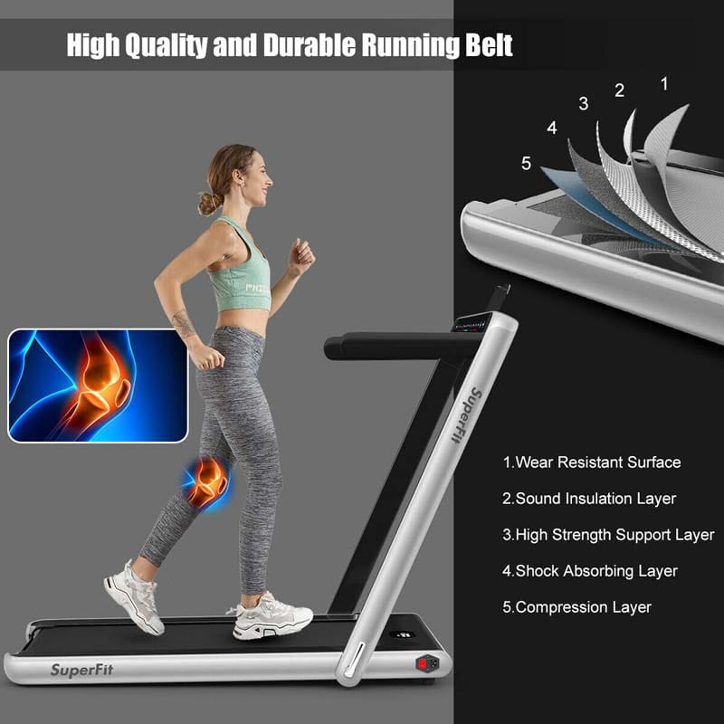 2-in-1 Folding Electric Treadmill, 2.25 HP, Under-Desk, with Dual Display and Smart App Control
