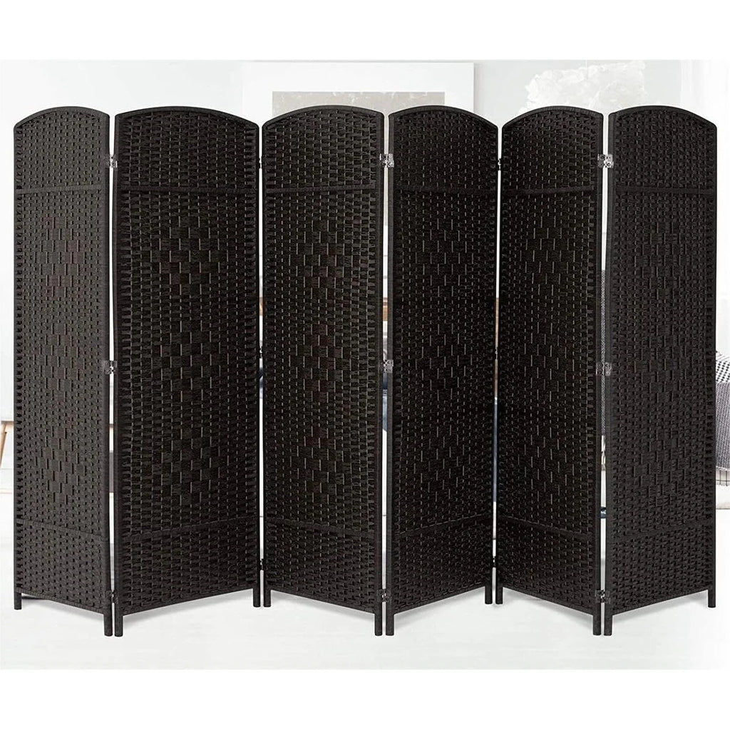 6 FT Tall Woven Fiber Room Divider, Freestanding Folding Privacy Screen