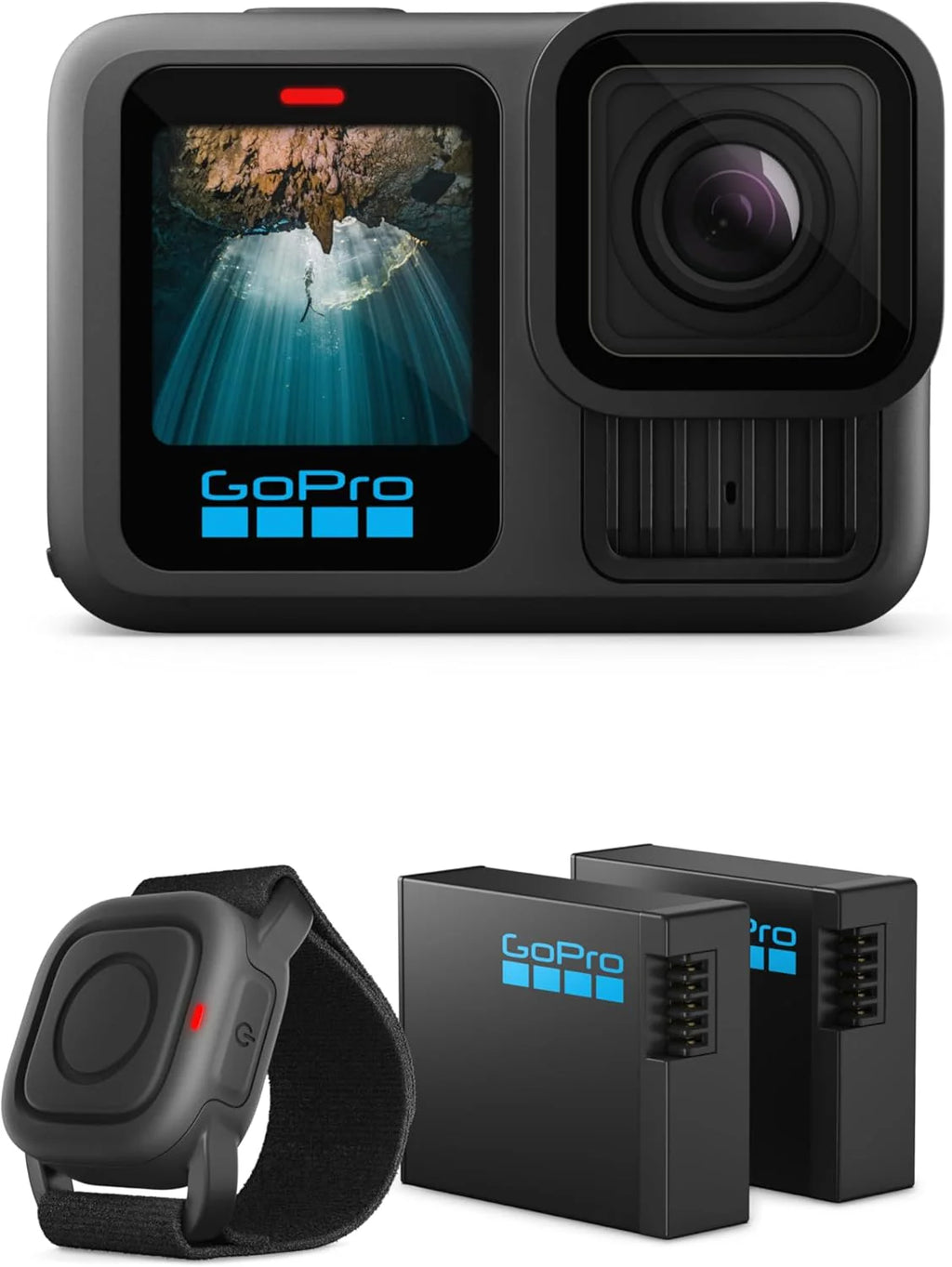 Waterproof Action Camera, 5.3K 60FPS Video, 27MP Photos, Wide-Angle Lens Compatibility, Black