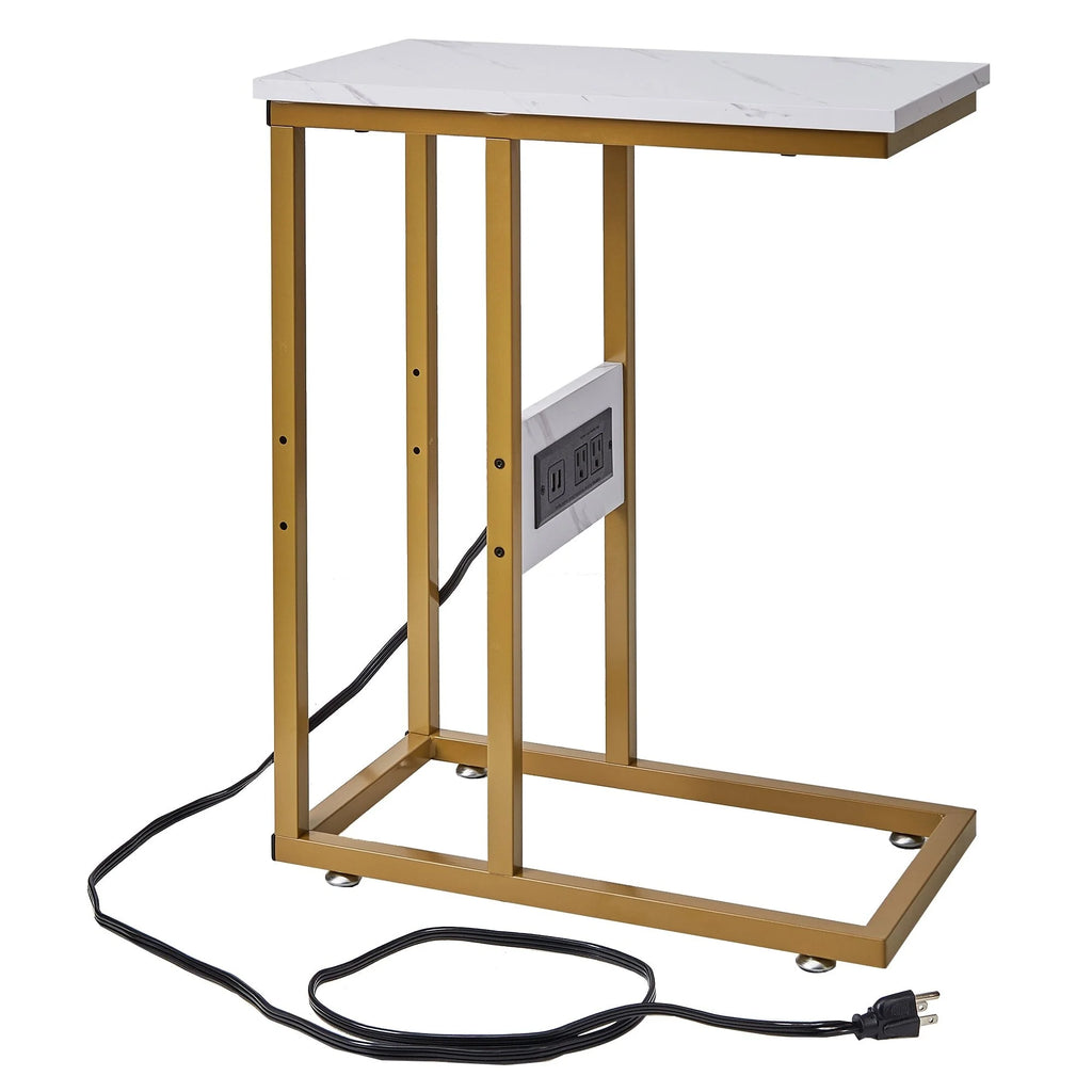 Set of 2 C-Shaped Sofa Side Tables, Small End Tables for Living Room, Bedside and TV Tray