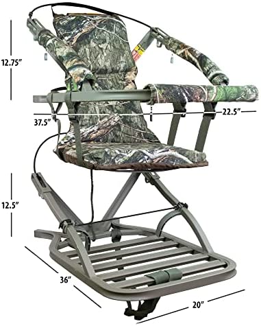 Lightweight Aluminum Climbing Treestand with Padded Seat, 300 Lb. Capacity, Safety Harness Included
