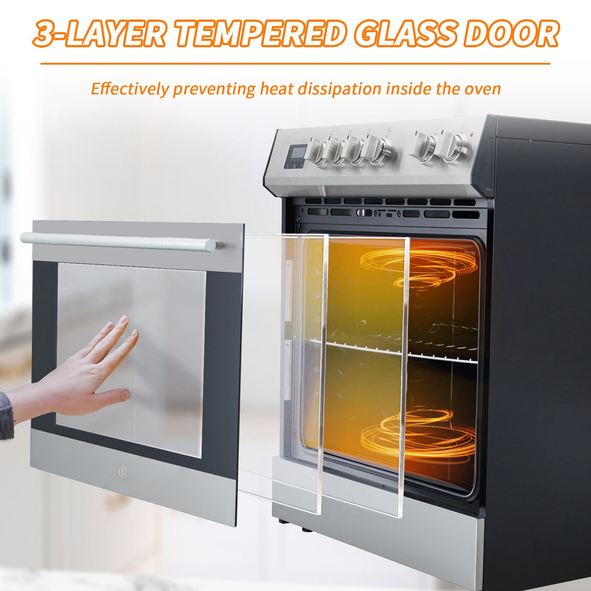 5.0 Cu. Ft. Freestanding Electric Range with Front Controls and 5 Cooktop Elements, Stainless Steel