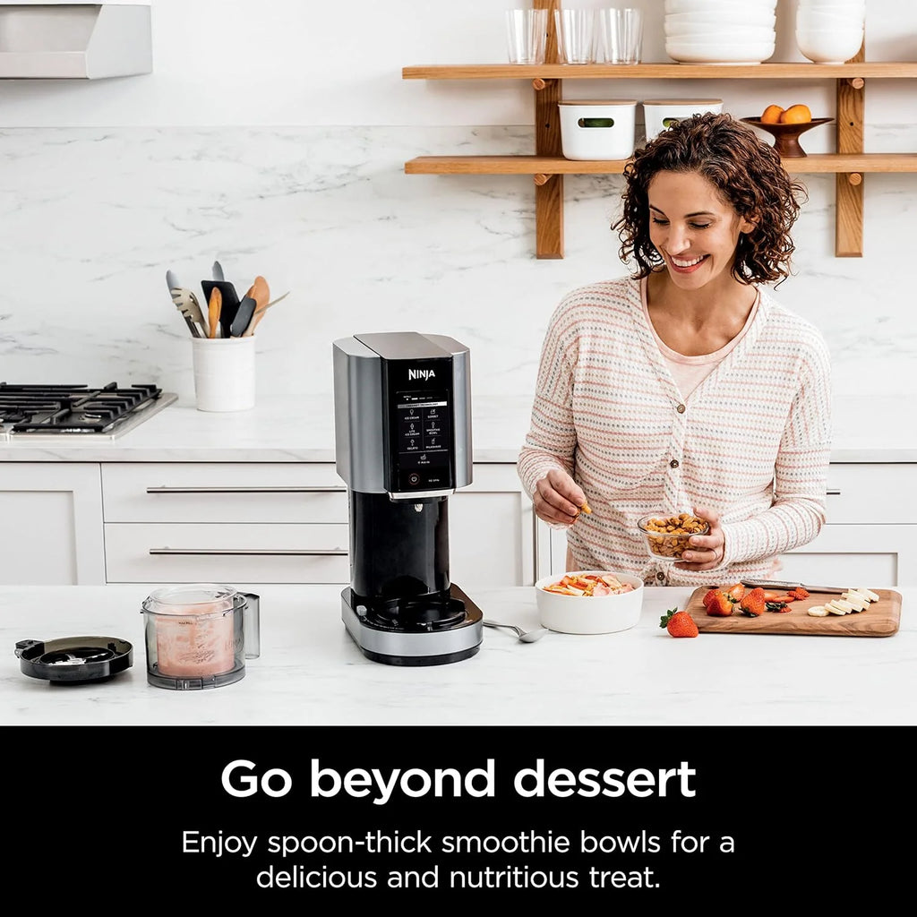 7-in-1 Ice Cream Maker with 2 Pint Containers and Lids, Compact, Silver