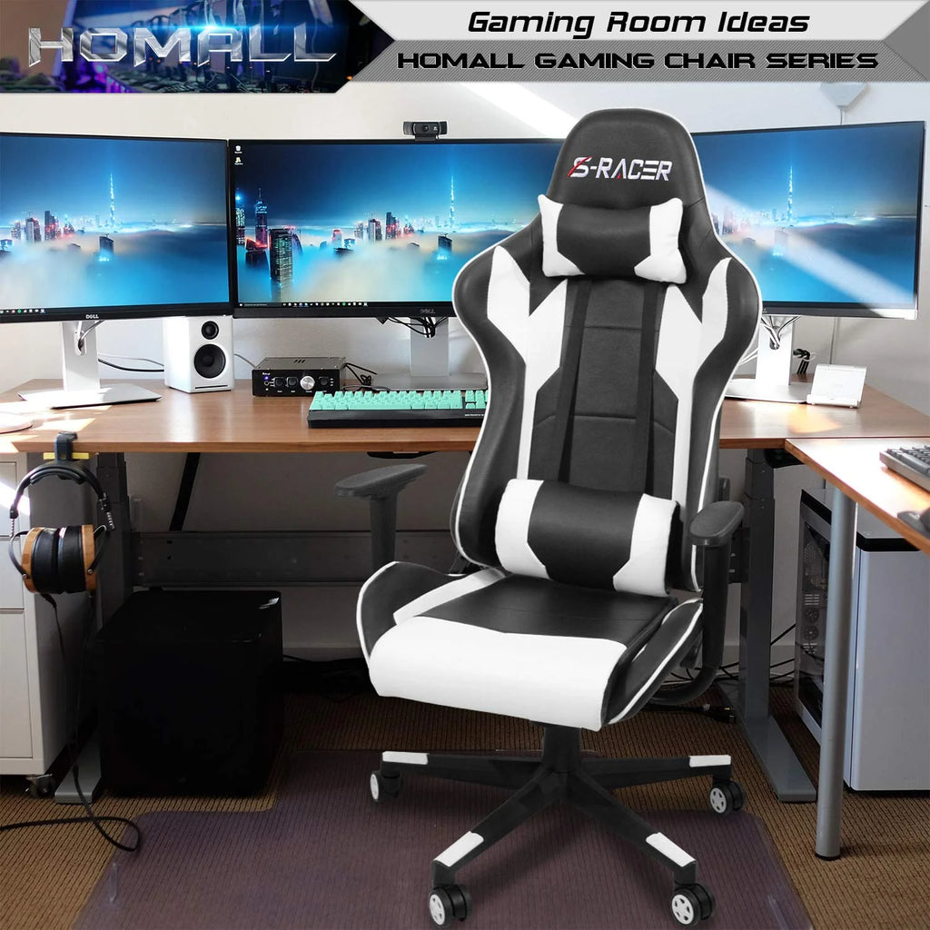 High Back Ergonomic Gaming Chair, Leather Computer Desk Chair for Gaming, Home Office and Work