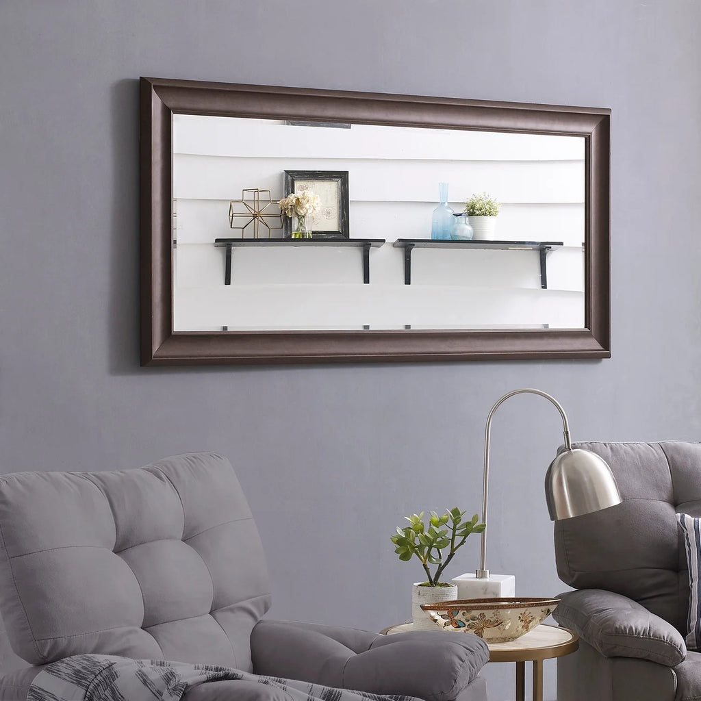 Tall Full Length Mirror, Oversized Rectangle Full Body Wall Mounted Mirror with Smooth Faux Wood Frame