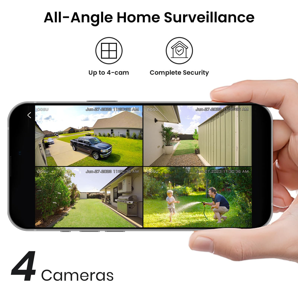 Wireless Outdoor Security Camera System – 2K HD, 166° Wide Angle, 100% Wire-Free, No Monthly Fees