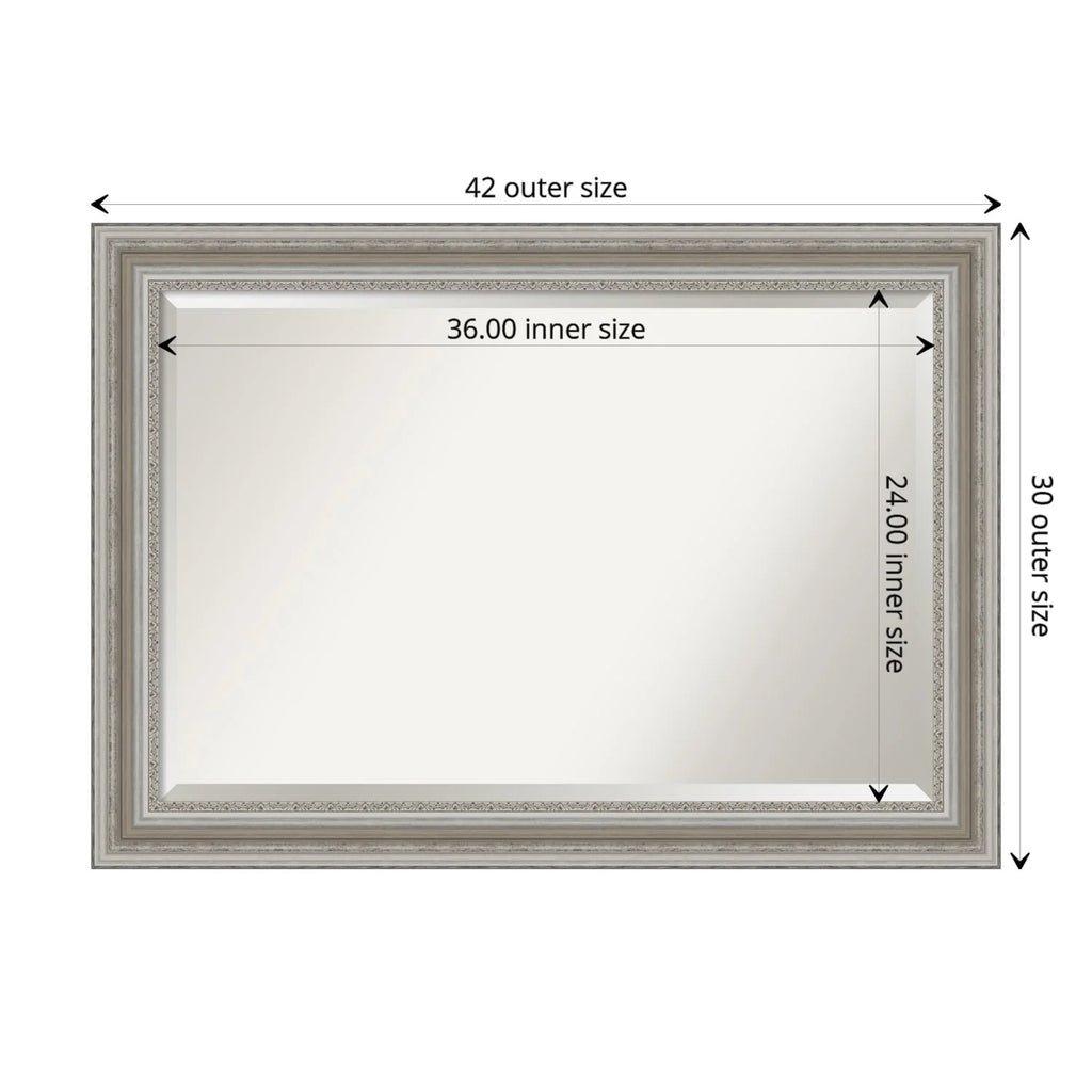 Beveled Bathroom Wall Mirror, Silver Frame Decorative Vanity Mirror for Bathroom, Bedroom and Entryway