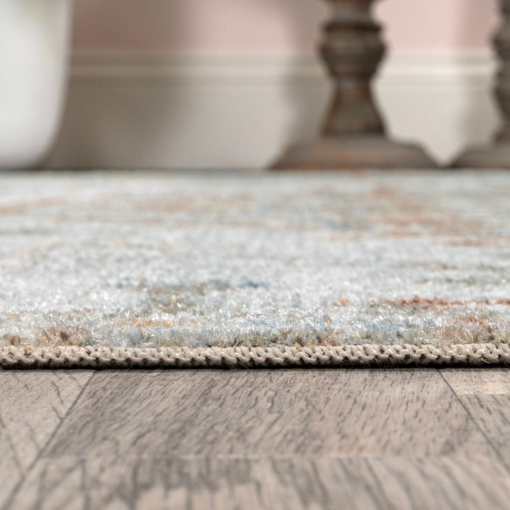Bohemian Medallion Low-Pile Machine-Washable Area Rug, Cream and Terra