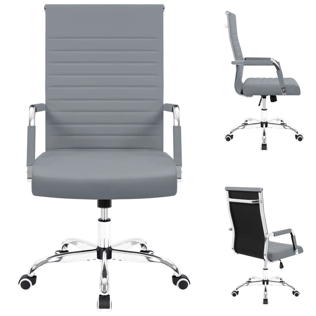 Ergonomic Ribbed Office Chair, Modern Computer Desk Chair with Comfortable Upholstered Seat for Home and Office