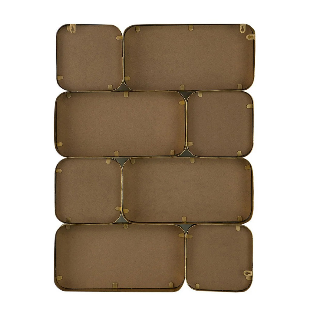 32 Inch Luxury Wall Decor Mirror, 8 Gold Finish Curved Metal Frames