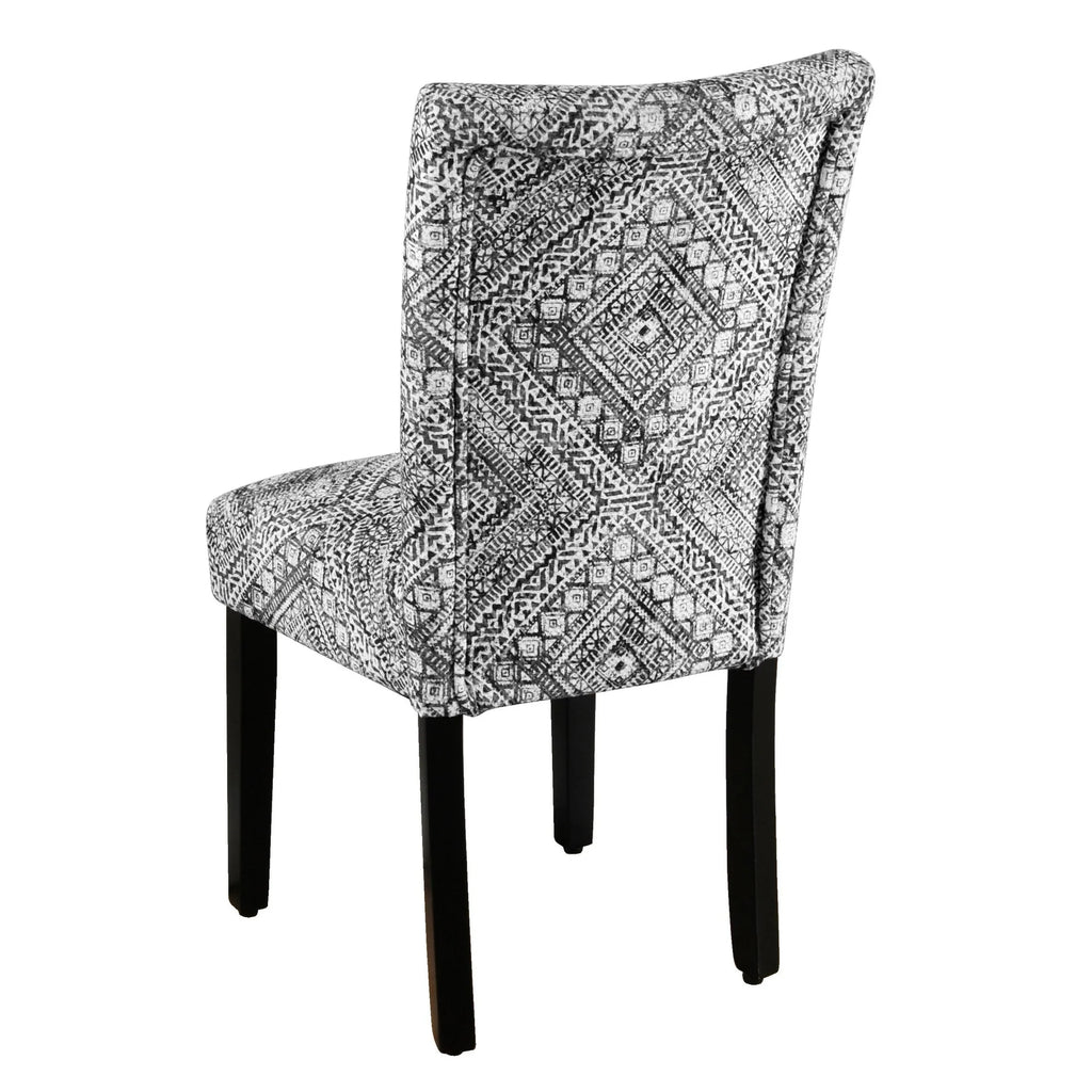 Set of 2 Upholstered Medallion Dining Chairs, Comfortable Parsons Style Chairs for Kitchen and Dining Room