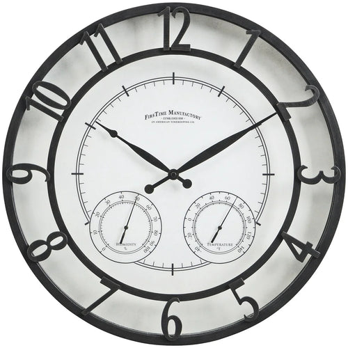 18" Bronze-Tone Outdoor Wall Clock, Weather-Resistant Plastic, Farmhouse Style