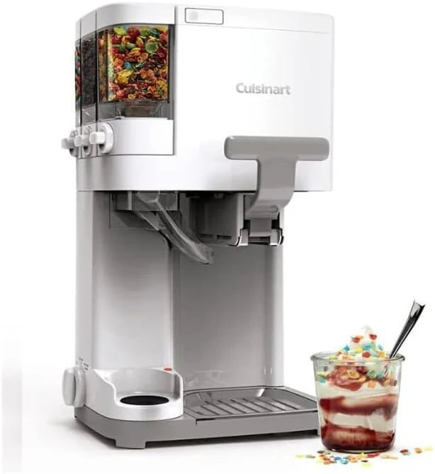 1.5 Qt Soft Serve Ice Cream Machine – 3 Built-In Mix-In Dispensers with Warming Plate