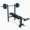 Adjustable Standard Weight Bench with Rack and Leg Extension, 90 lb. Weight Set