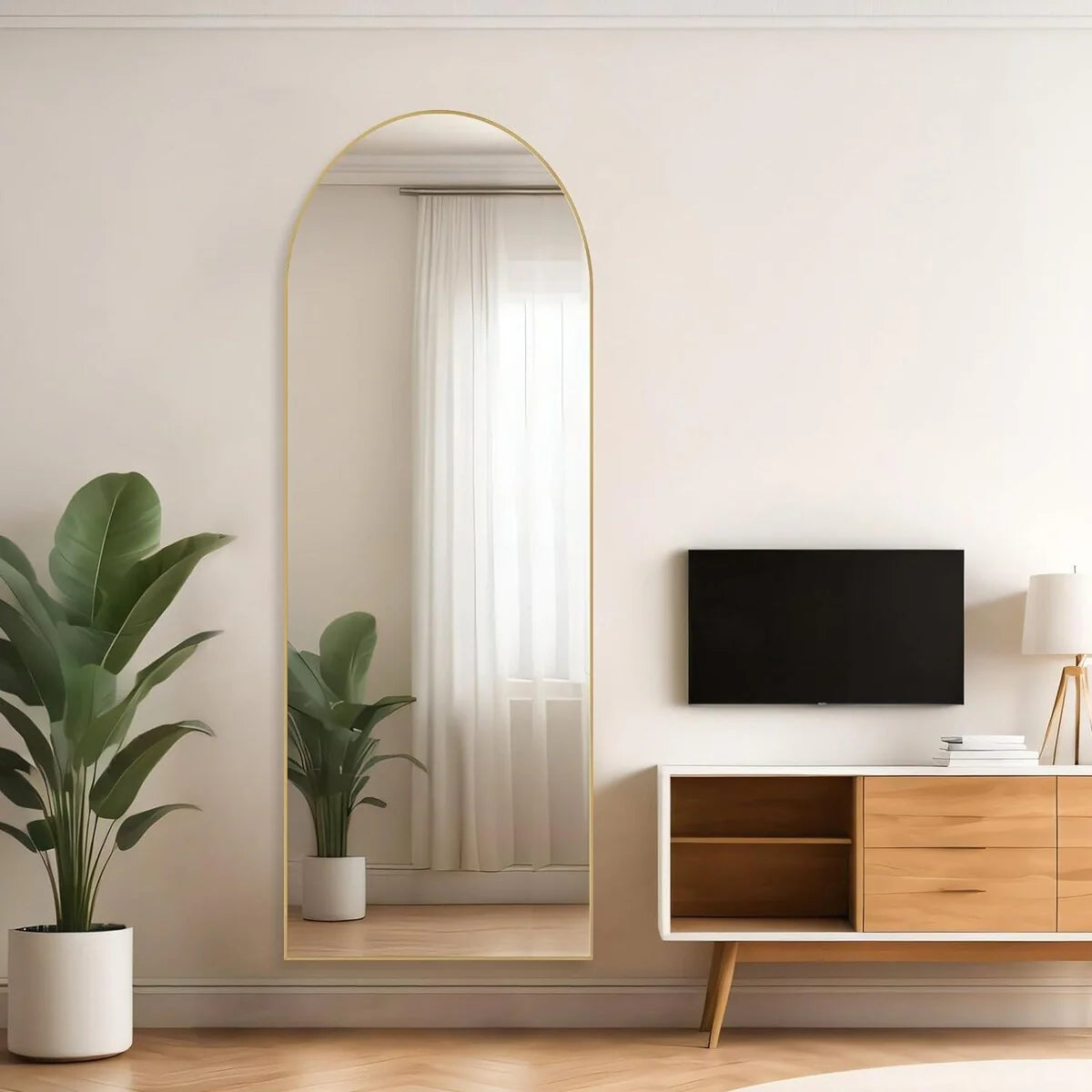 Full Length Mirror with Stand, Aluminum Alloy Frame Full Body Floor Mirror for Bedroom and Cloakroom