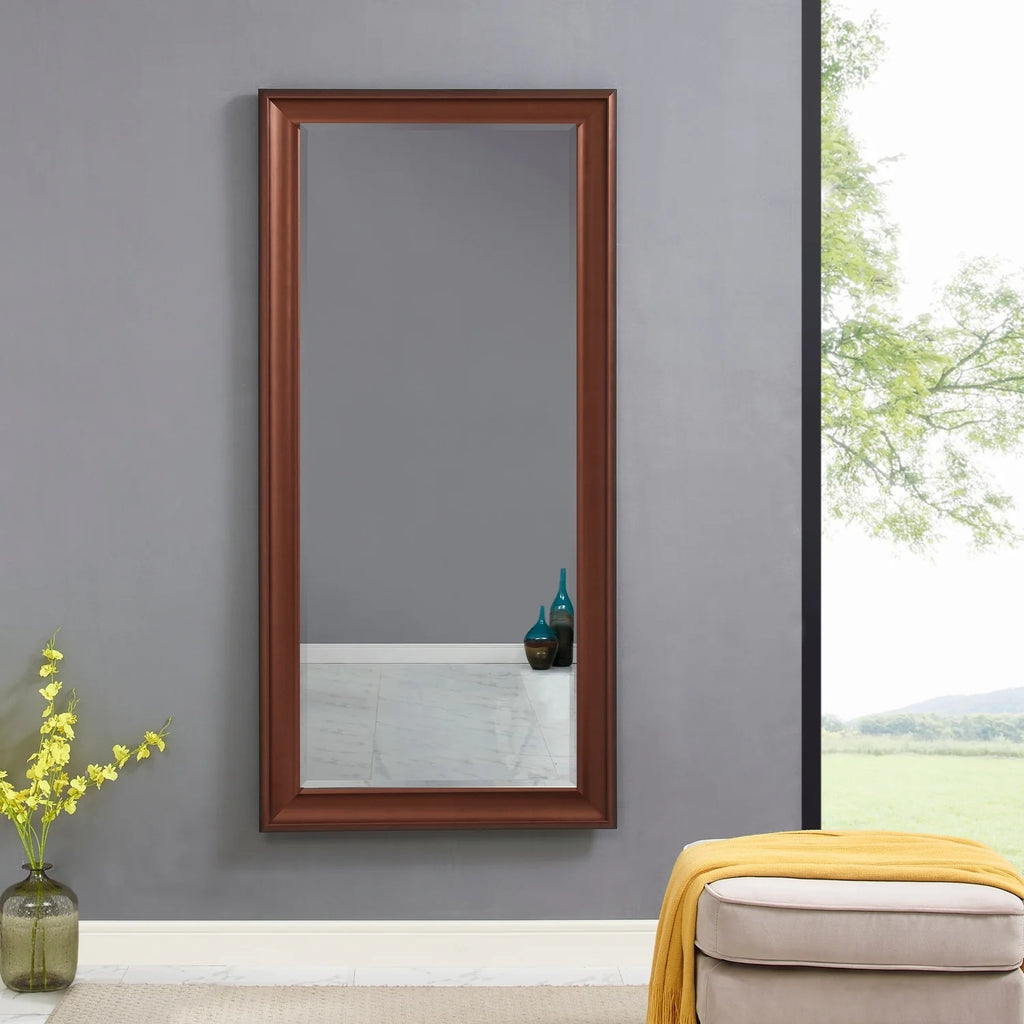 Tall Full Length Mirror, Oversized Rectangle Full Body Wall Mounted Mirror with Smooth Faux Wood Frame