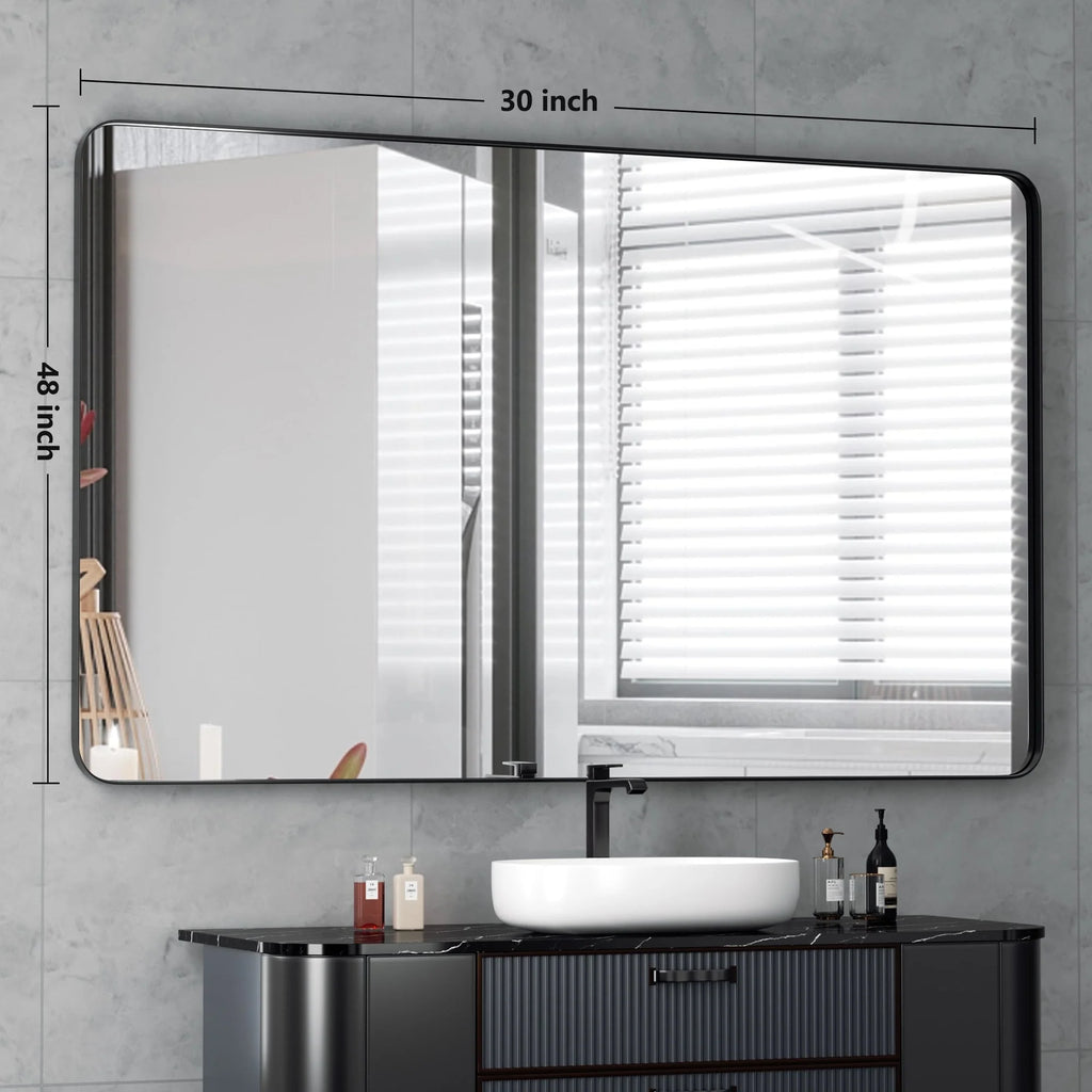 Wall Mirror Vanity Mirror, Bathroom Mirror with Rounded Corners, 1 Piece