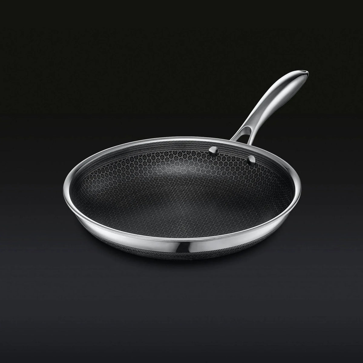 6-Piece Hybrid Stainless Steel Pan Set with Glass Lids, 8-Inch, 10-Inch and 12-Inch, Black