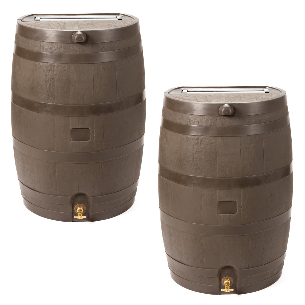50 Gallon Rain Barrel with Brass Spigot, Large Outdoor Rainwater Collection and Storage Container for Garden