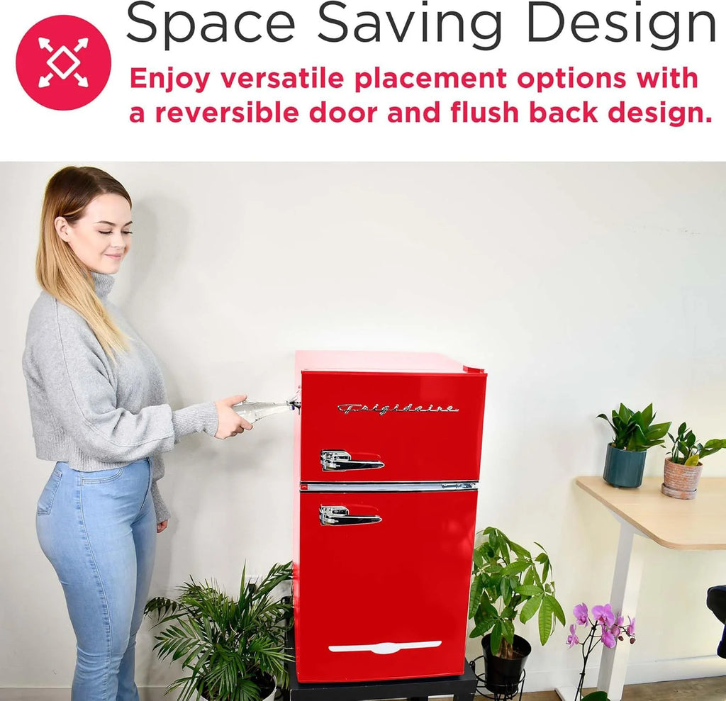 Retro 3.2 Cu Ft Mini Fridge with Freezer – 2-Door Compact Refrigerator with Side Bottle Opener