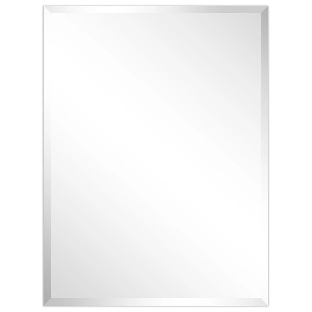Frameless Beveled Prism Wall Mirror, Clear Square or Rectangular Decorative Mirror for Bathroom, Bedroom and Home Decor