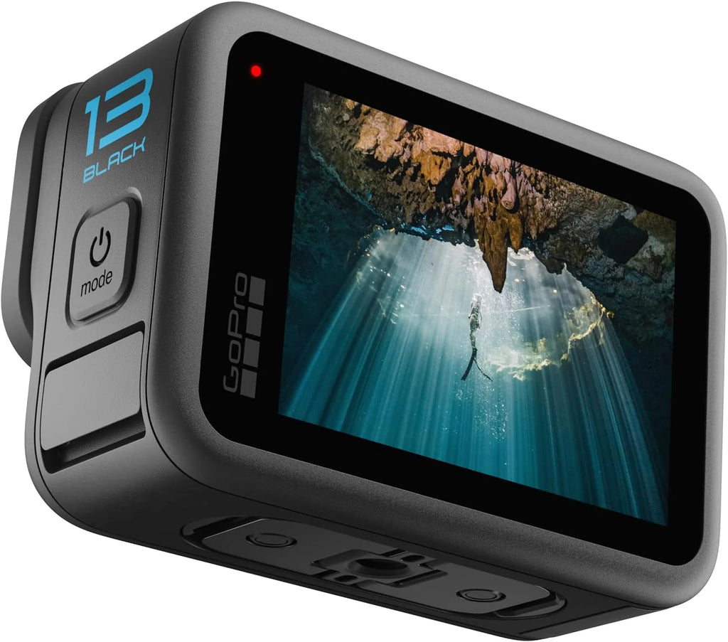 Waterproof Action Camera, 5.3K 60FPS Video, 27MP Photos, Wide-Angle Lens Compatibility, Black