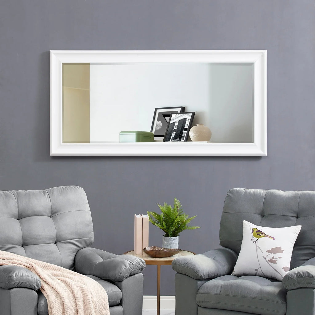 Tall Full Length Mirror, Oversized Rectangle Full Body Wall Mounted Mirror with Smooth Faux Wood Frame