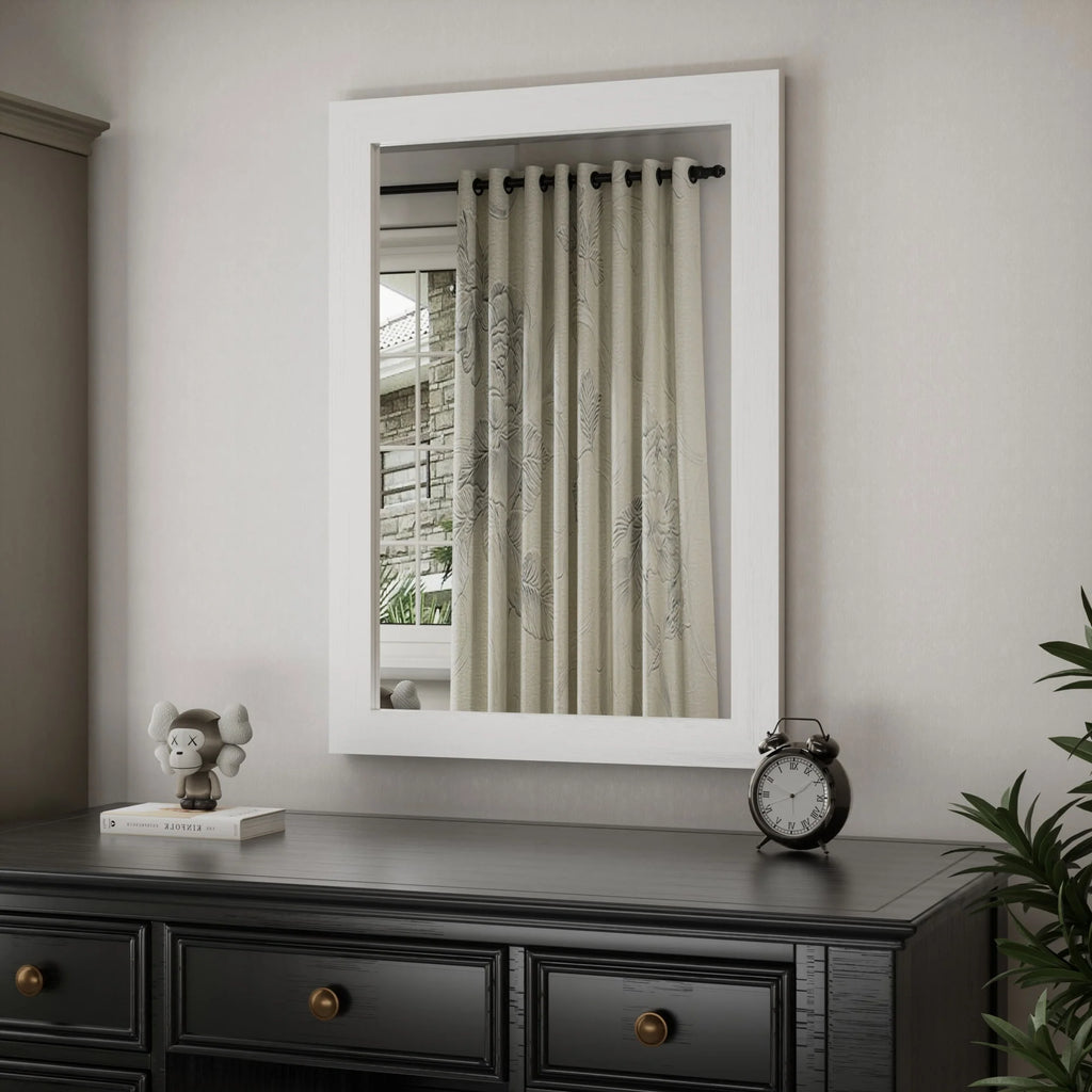 Modern Rectangular Wall Mirror with Wood Frame, Bathroom and Barn Door Mirror, Multiple Sizes