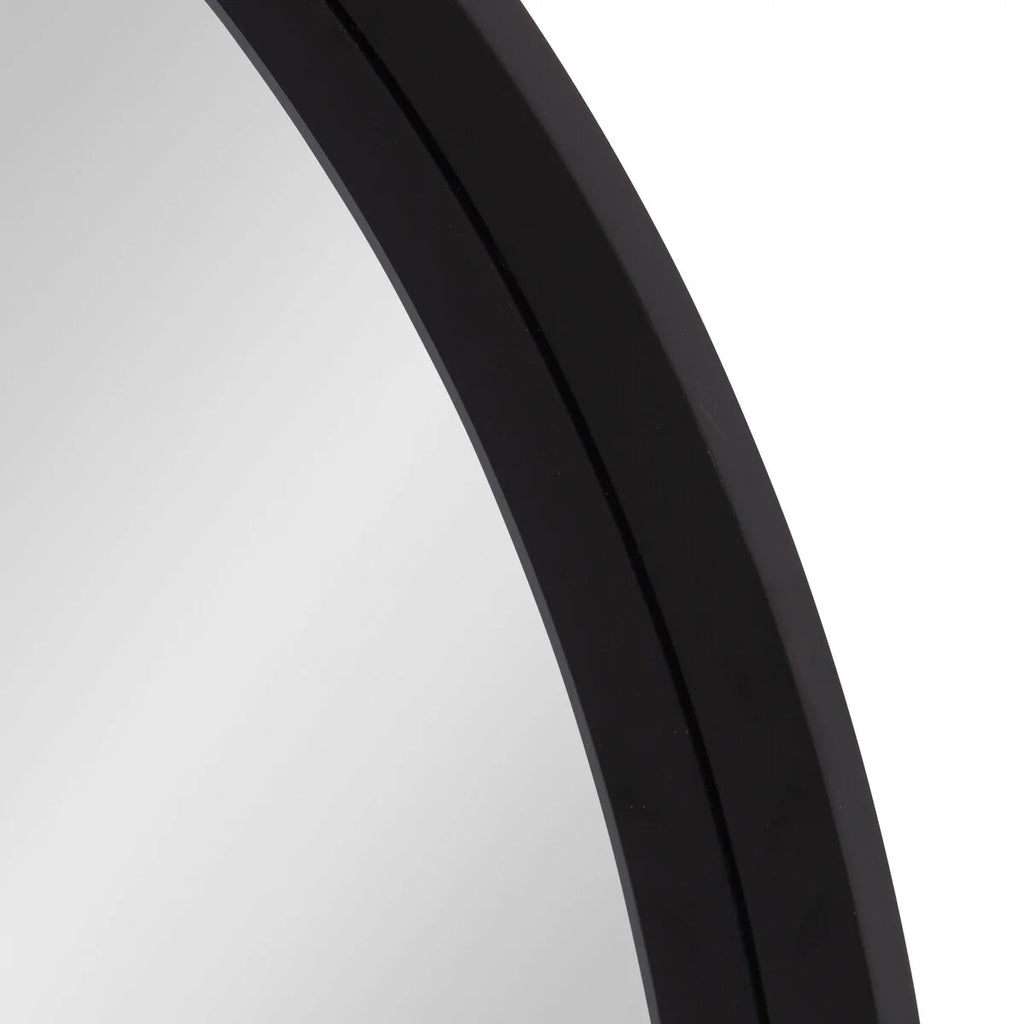 Round Wood Accent Wall Mirror, Modern Decorative Wooden Frame Mirror for Living Room, Bedroom and Entryway