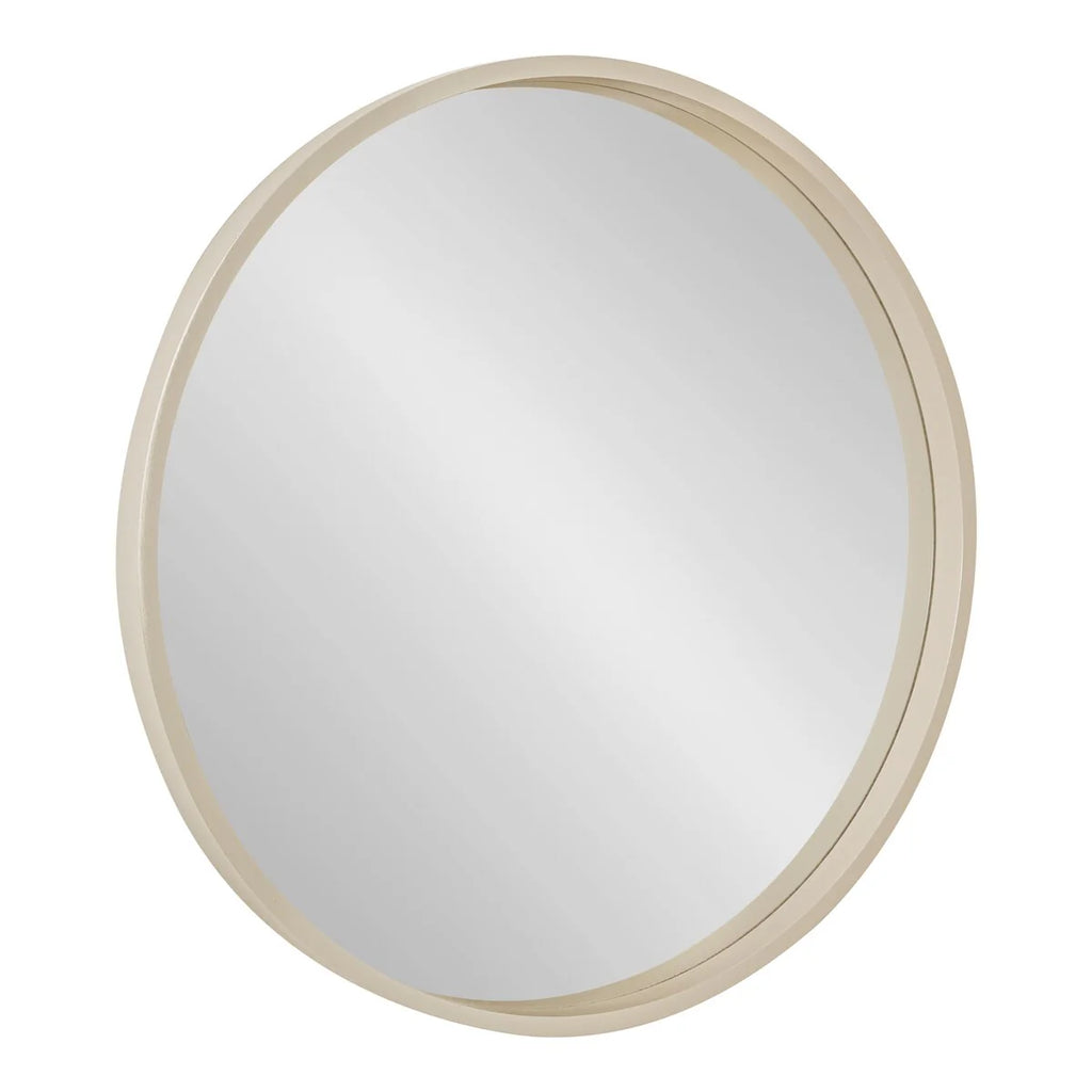 Round Wood Accent Wall Mirror, Modern Decorative Wooden Frame Mirror for Living Room, Bedroom and Entryway