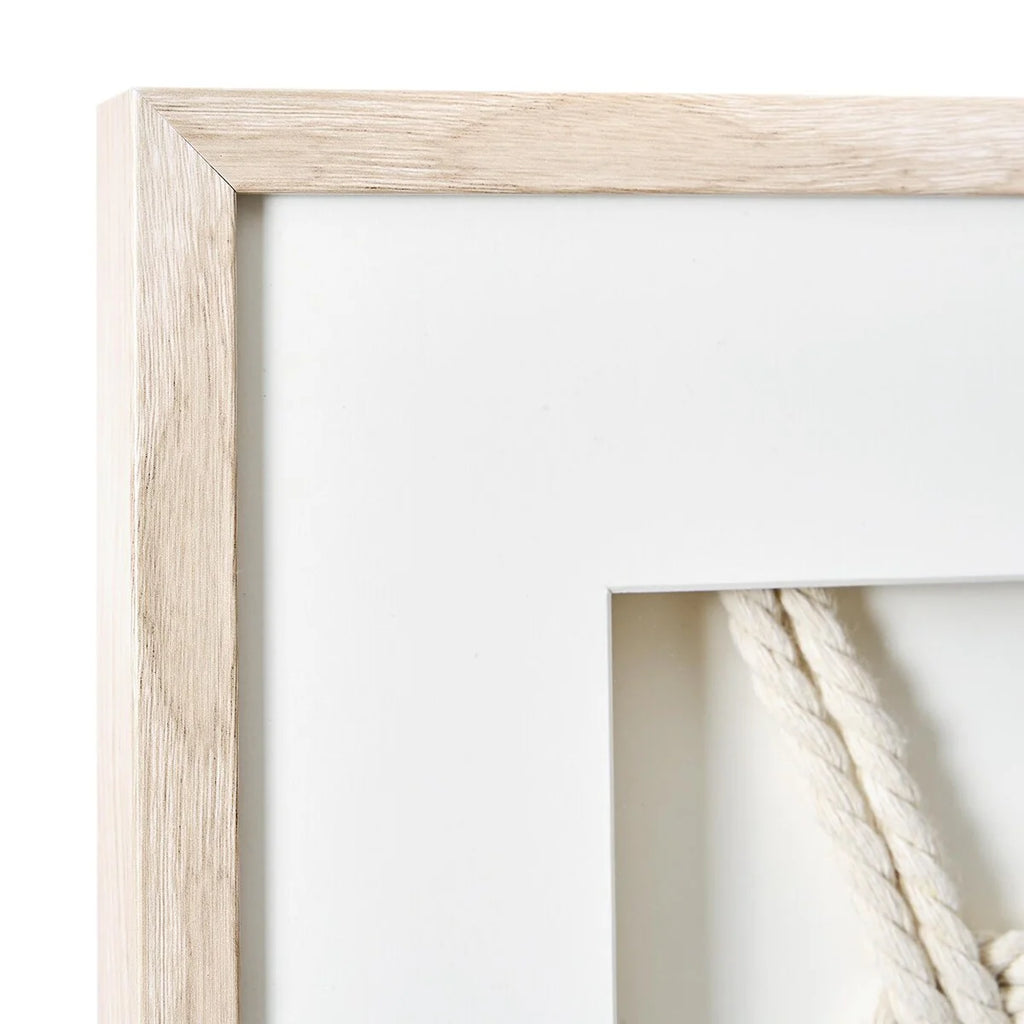 3-Piece Framed Nautical Knots Wall Decor Set, Natural Finish Coastal Wall Art