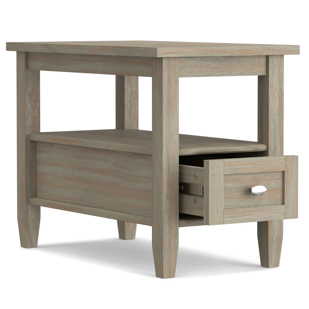 14" Wide Solid Wood Narrow Side Table, Rectangle Transitional Style Accent Table