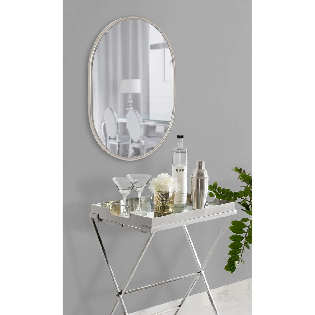 Modern Capsule Framed Wall Mirror, Decorative Oval Accent Mirror for Living Room, Bedroom and Entryway
