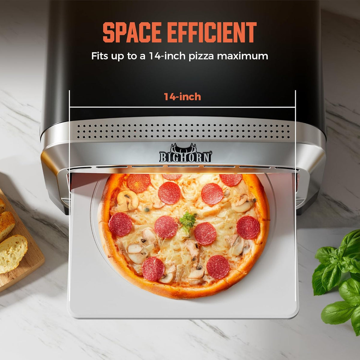 14-Inch Countertop Electric Pizza Oven, Stainless Steel