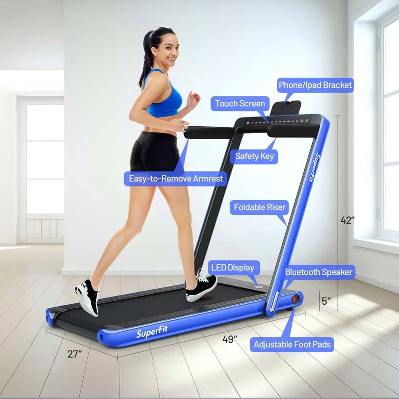 2-in-1 Folding Electric Treadmill, 2.25 HP, Under-Desk, with Dual Display and Smart App Control