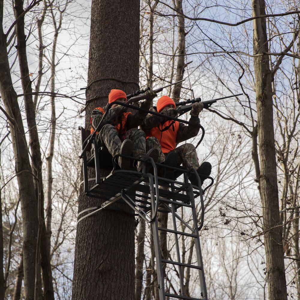 21-Foot 2-Person Ladder Treestand, Heavy-Duty Hunting Tree Stand with Ladder, Elevated Outdoor Hunting Platform
