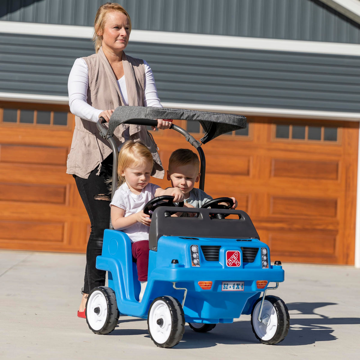 Kids 2-Seat Side-by-Side Push Car, Push Ride-On SUV, Double Seat Ride-On Toy Vehicle for Toddlers and Young Children