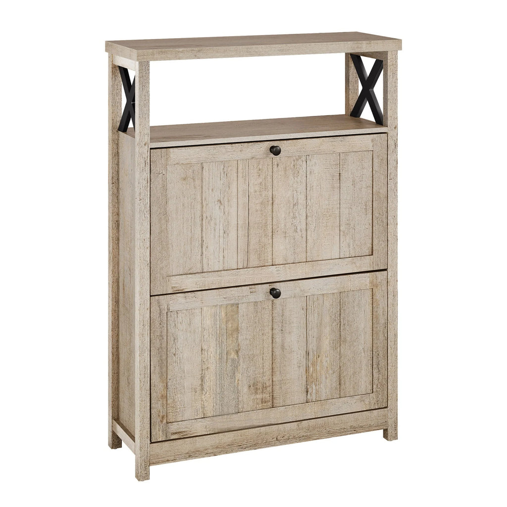 Shoe Storage Cabinet Organizer with 2 Compartments, Entryway and Hallway Shoe Cabinet