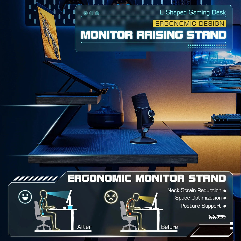 L-Shaped Gaming Desk, Computer Corner Desk and Office Writing Desk for Home