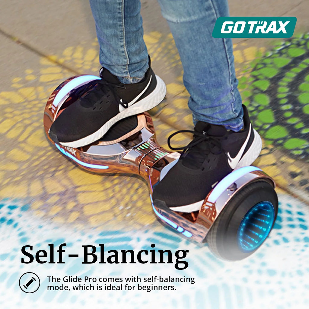 Bluetooth Self-Balancing Hoverboard, 6.5-Inch Wheels, 7-Color Lights, 44-176 Lb. Capacity, Silver