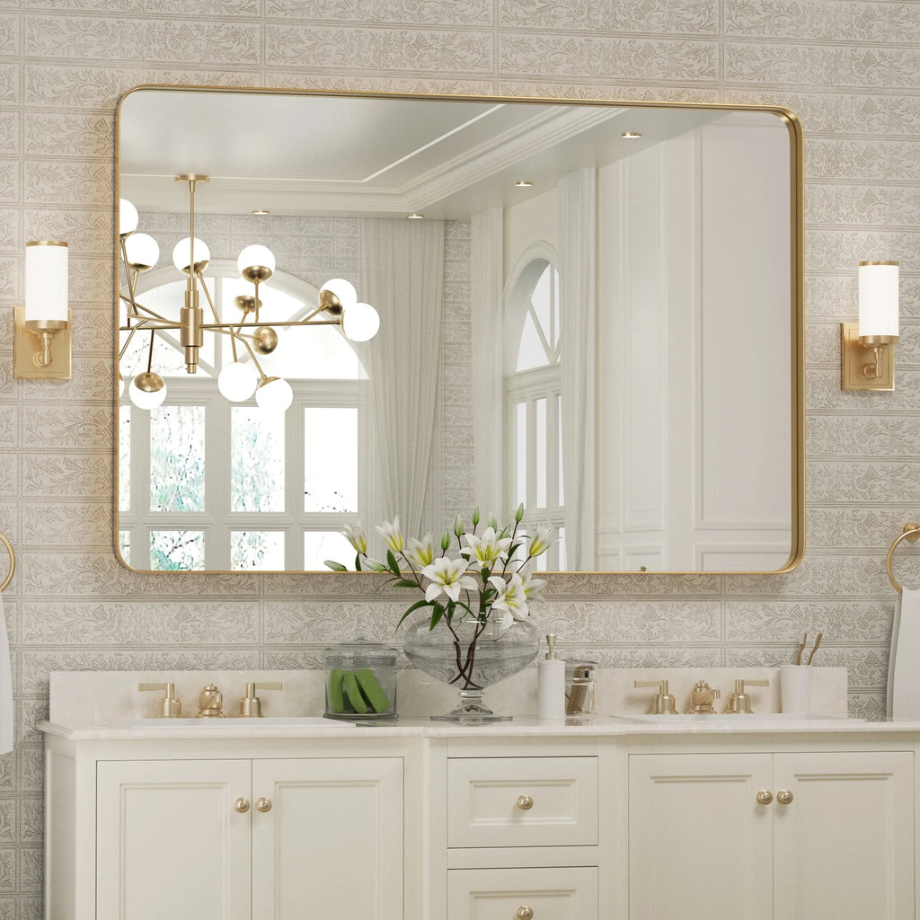 Wall Mirror Vanity Mirror, Bathroom Mirror with Rounded Corners, 1 Piece