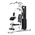 150-Lb. Weight Stack Home Gym with Dual-Function Arm Press and Leg Developer, Black/White